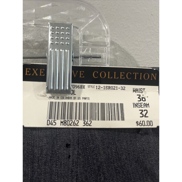 Executive Collection 100% Wool Gray Striped Dress Pants Size 36x32 - Picture 4 of 6